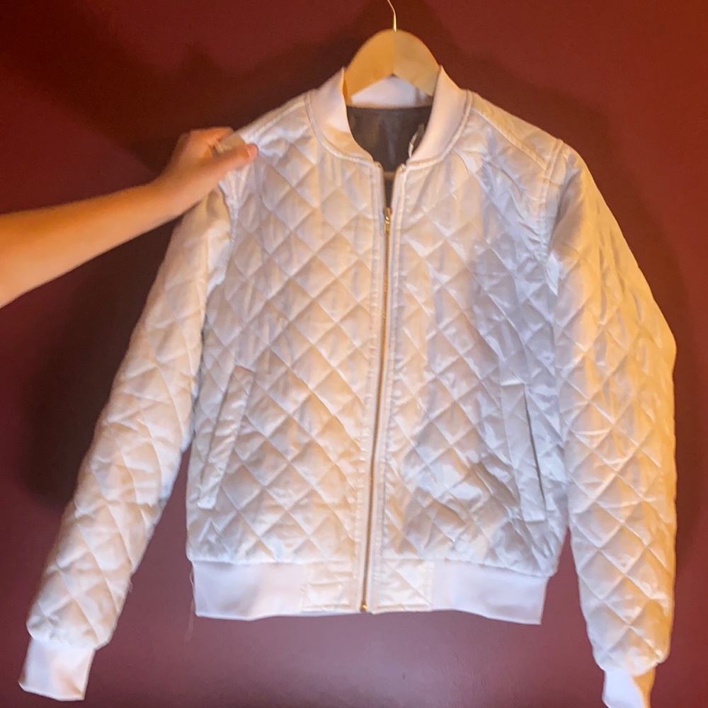 White puffy spring jacket